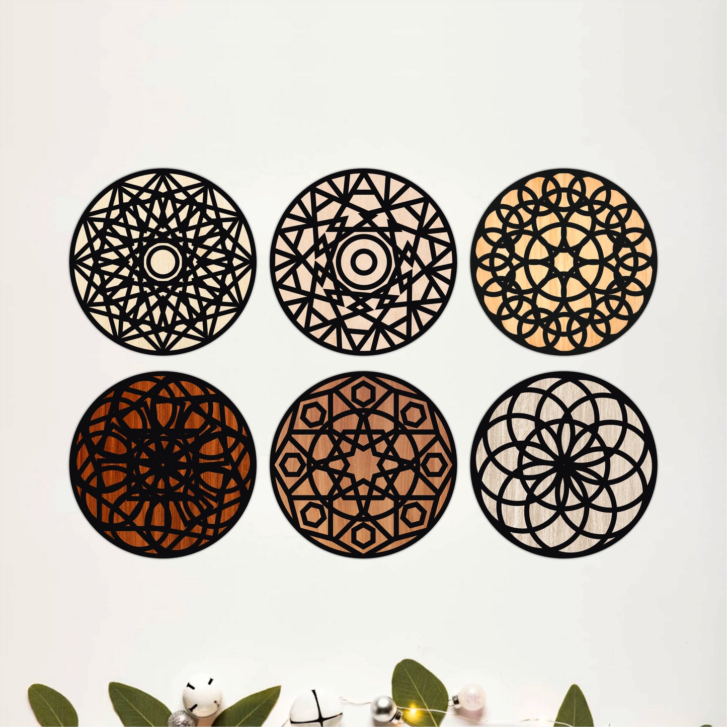 Intricate Pattern Wooden Coasters Set of 6