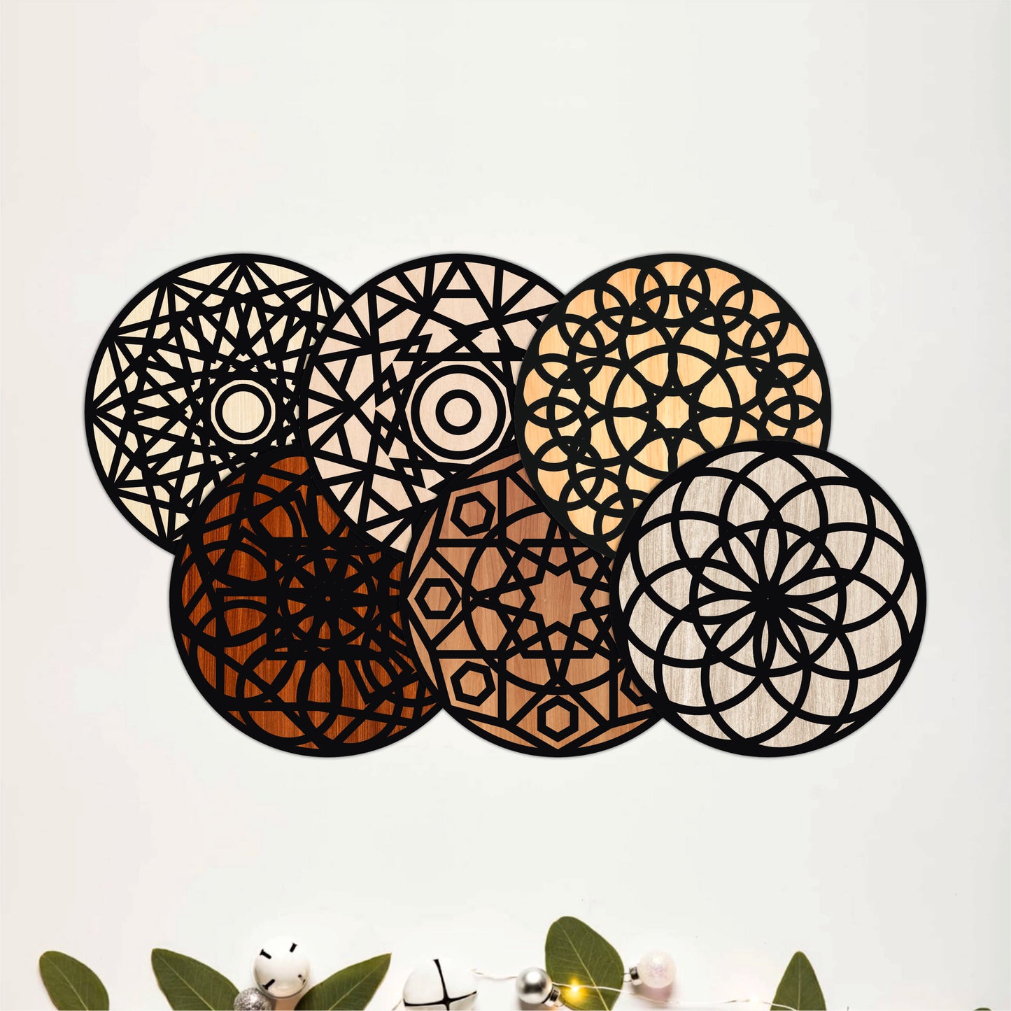 Intricate Pattern Wooden Coasters Set of 6