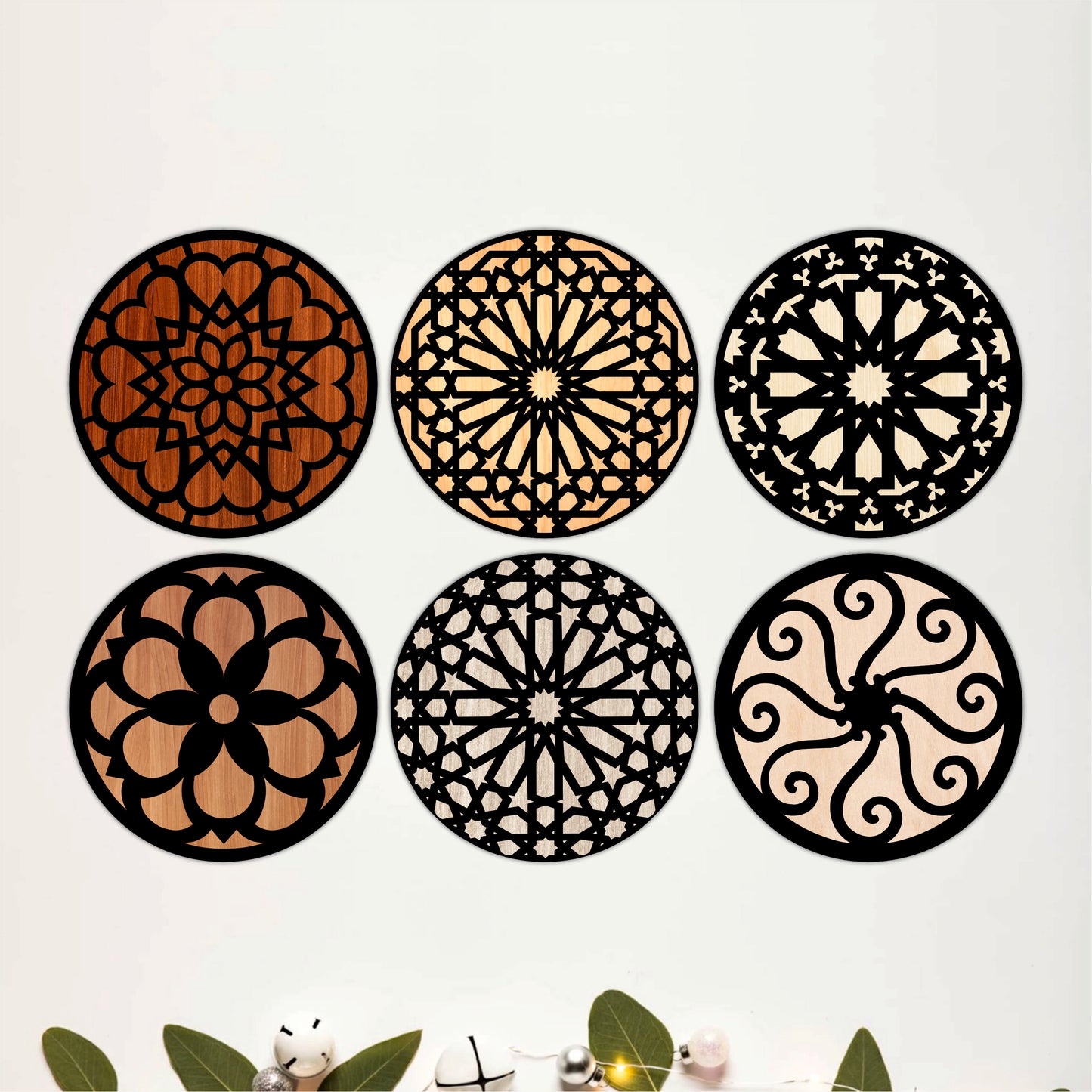 Contemporary Geometric Wooden Coasters Set of 6
