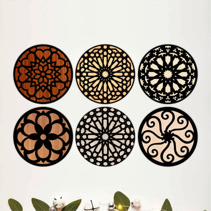 Contemporary Geometric Wooden Coasters Set of 6