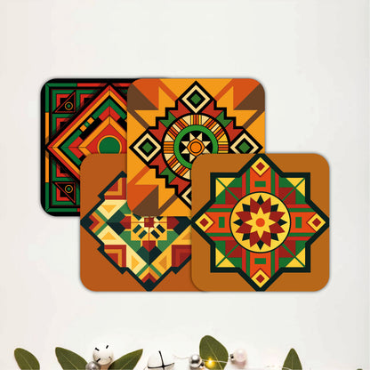 Wood Inlay Wooden Coasters Set of 4