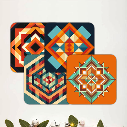 Tribal Pattern Wooden Coasters Set of 4