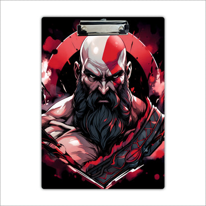 Kratos Rage Portrait Clipboard – Epic Gaming Character Artwork