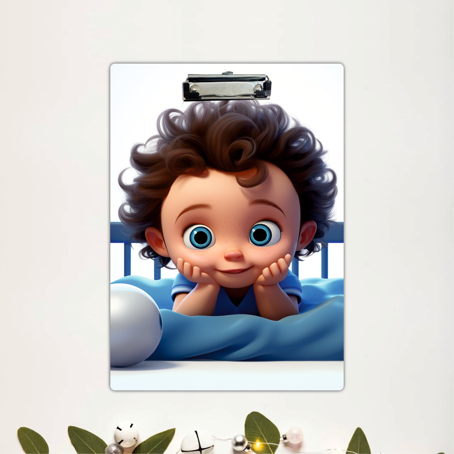 Cute Curly Hair Baby Clipboard – Adorable Kids Artwork