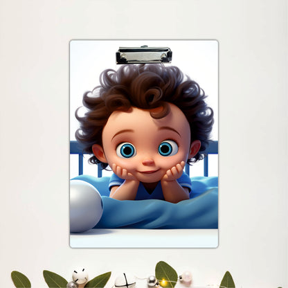Cute Curly Hair Baby Clipboard – Adorable Kids Artwork