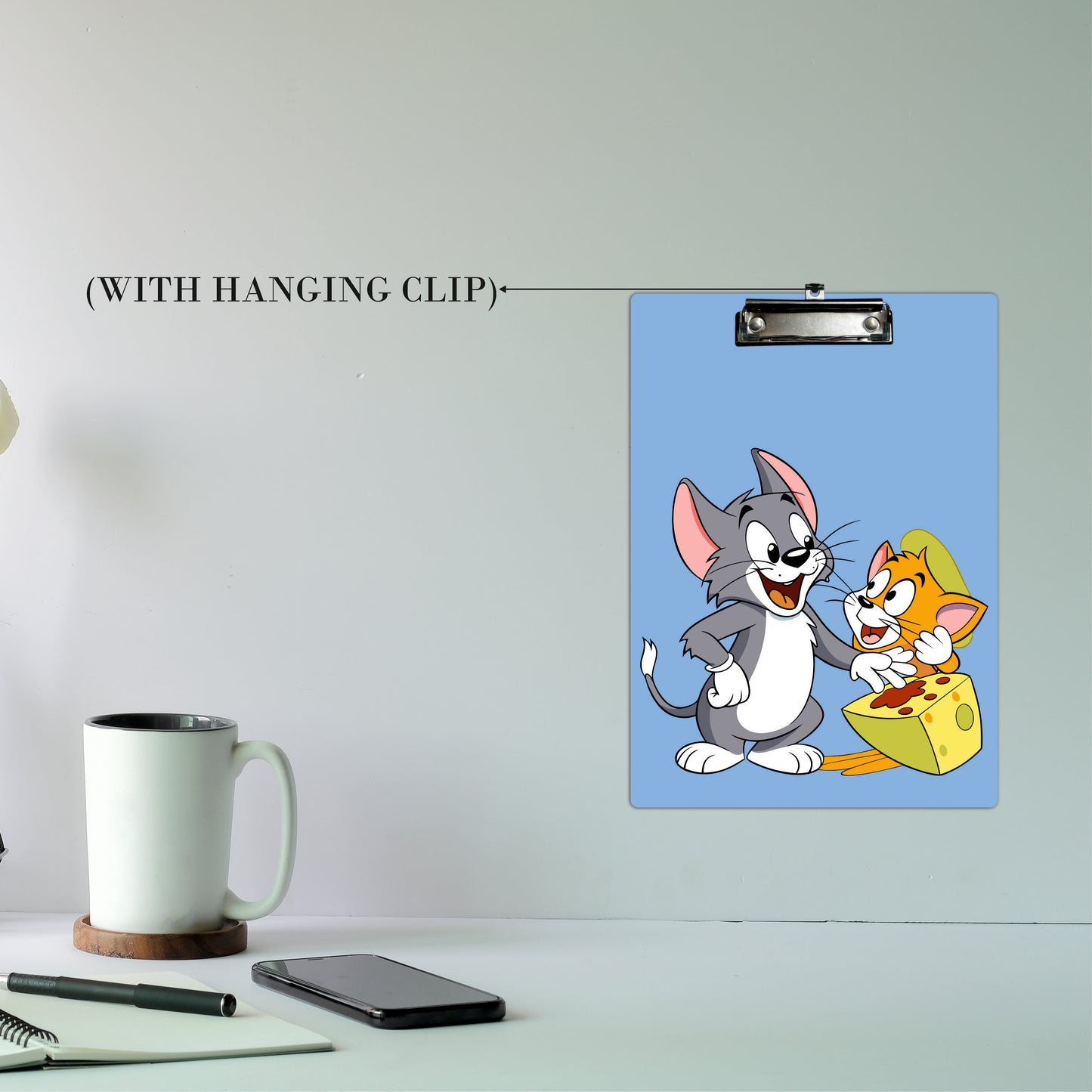 Classic Cat & Mouse Cartoon Clipboard Vintage Animation Art