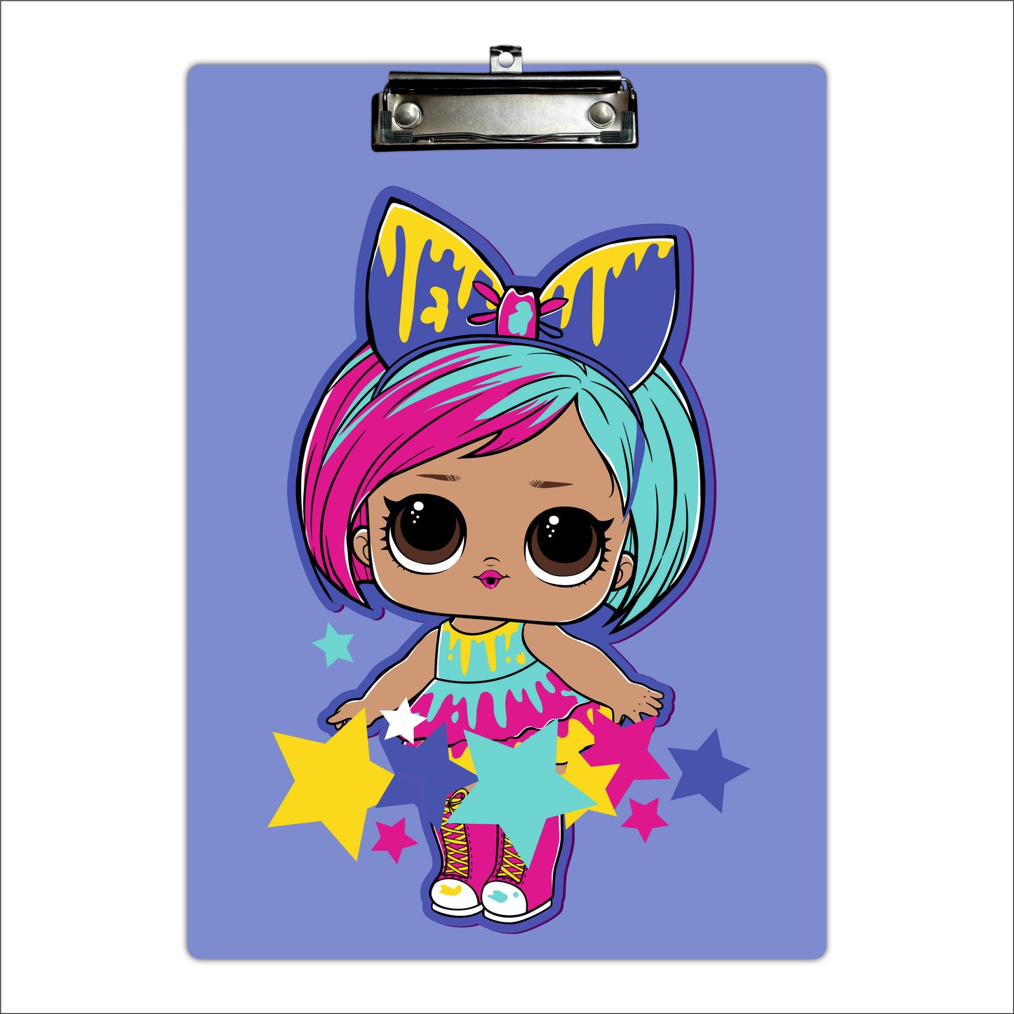 Colorful Fashion Doll Clipboard Cute Cartoon Girl Art