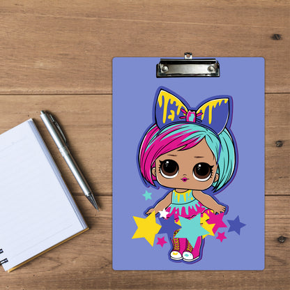 Colorful Fashion Doll Clipboard Cute Cartoon Girl Art