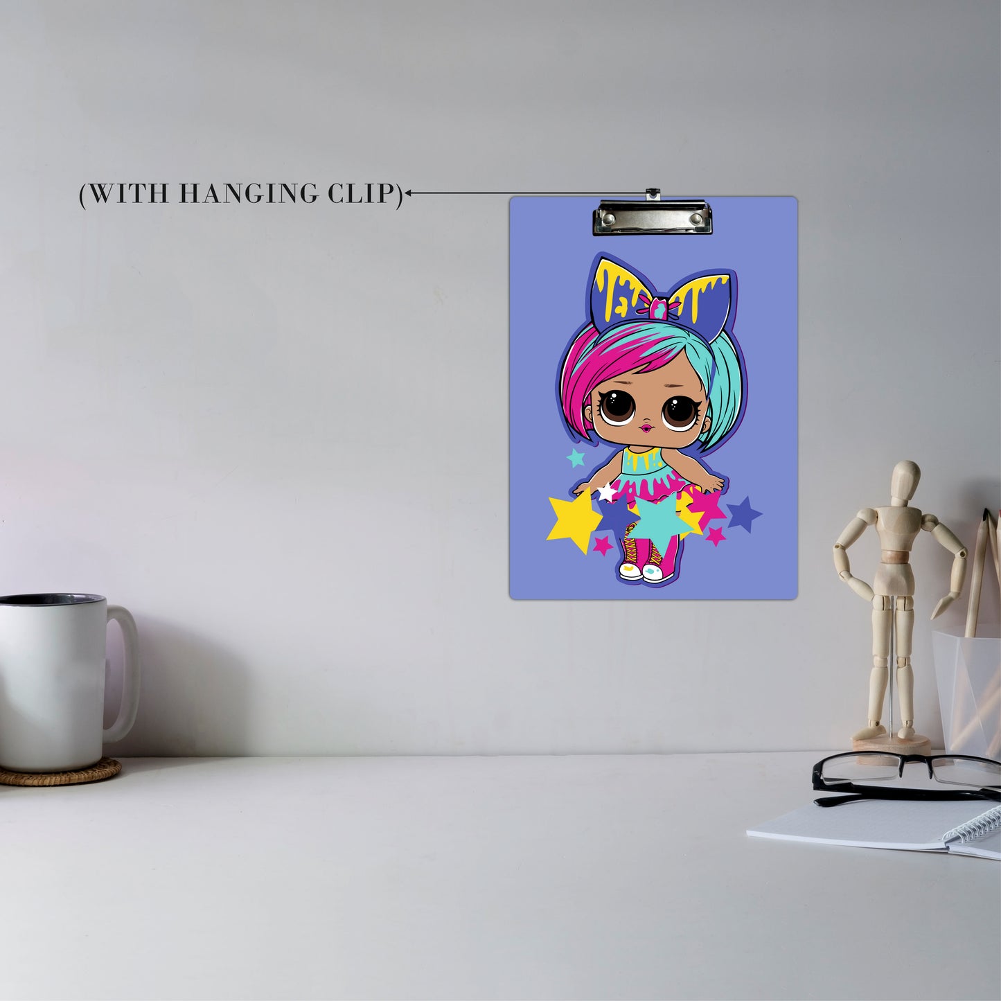 Colorful Fashion Doll Clipboard Cute Cartoon Girl Art