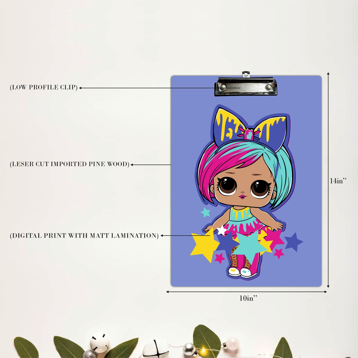Colorful Fashion Doll Clipboard Cute Cartoon Girl Art