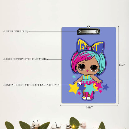 Colorful Fashion Doll Clipboard Cute Cartoon Girl Art