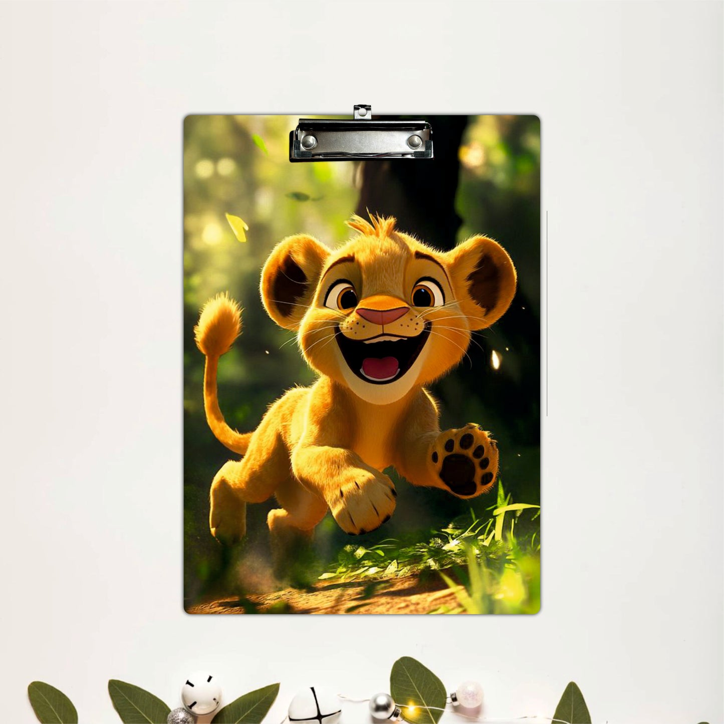 Cute Lion Cub Clipboard Jungle Adventure Cartoon Art