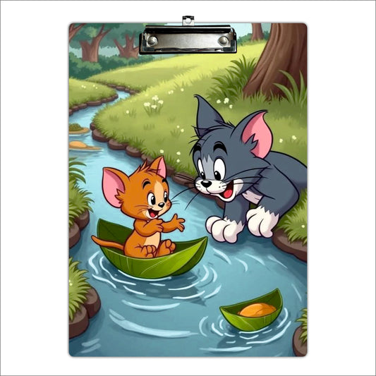 Cat & Mouse River Adventure Clipboard – Cartoon Fun Art