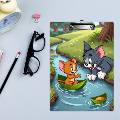 Cat & Mouse River Adventure Clipboard – Cartoon Fun Art