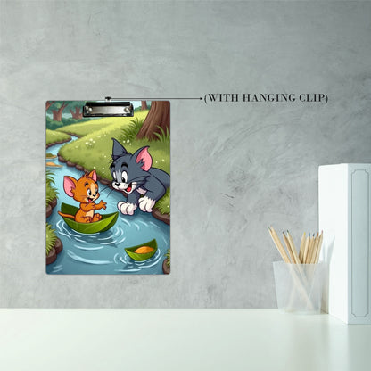 Cat & Mouse River Adventure Clipboard – Cartoon Fun Art