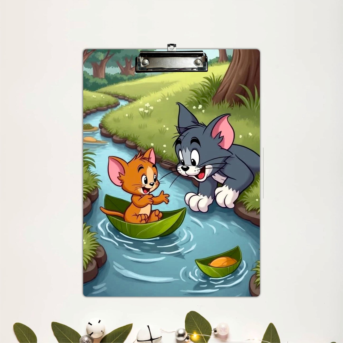 Cat & Mouse River Adventure Clipboard – Cartoon Fun Art