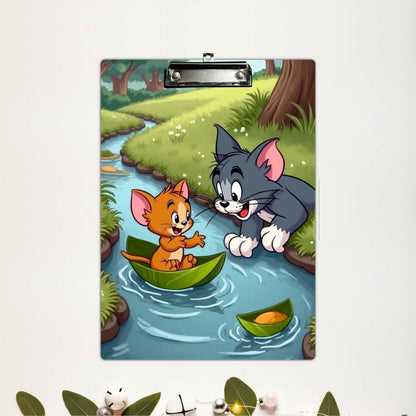 Cat & Mouse River Adventure Clipboard – Cartoon Fun Art