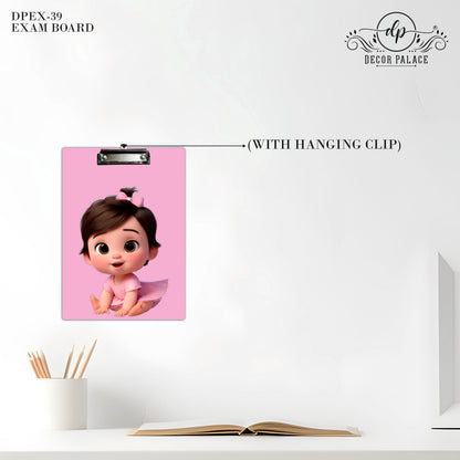 Cute Baby Girl Clipboard – Pink Theme Cartoon Art
