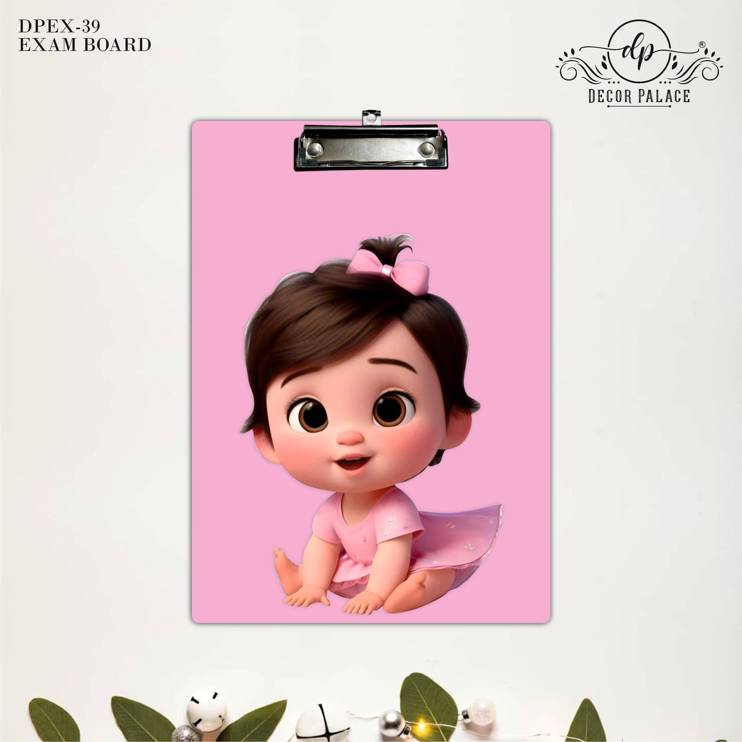 Cute Baby Girl Clipboard – Pink Theme Cartoon Art
