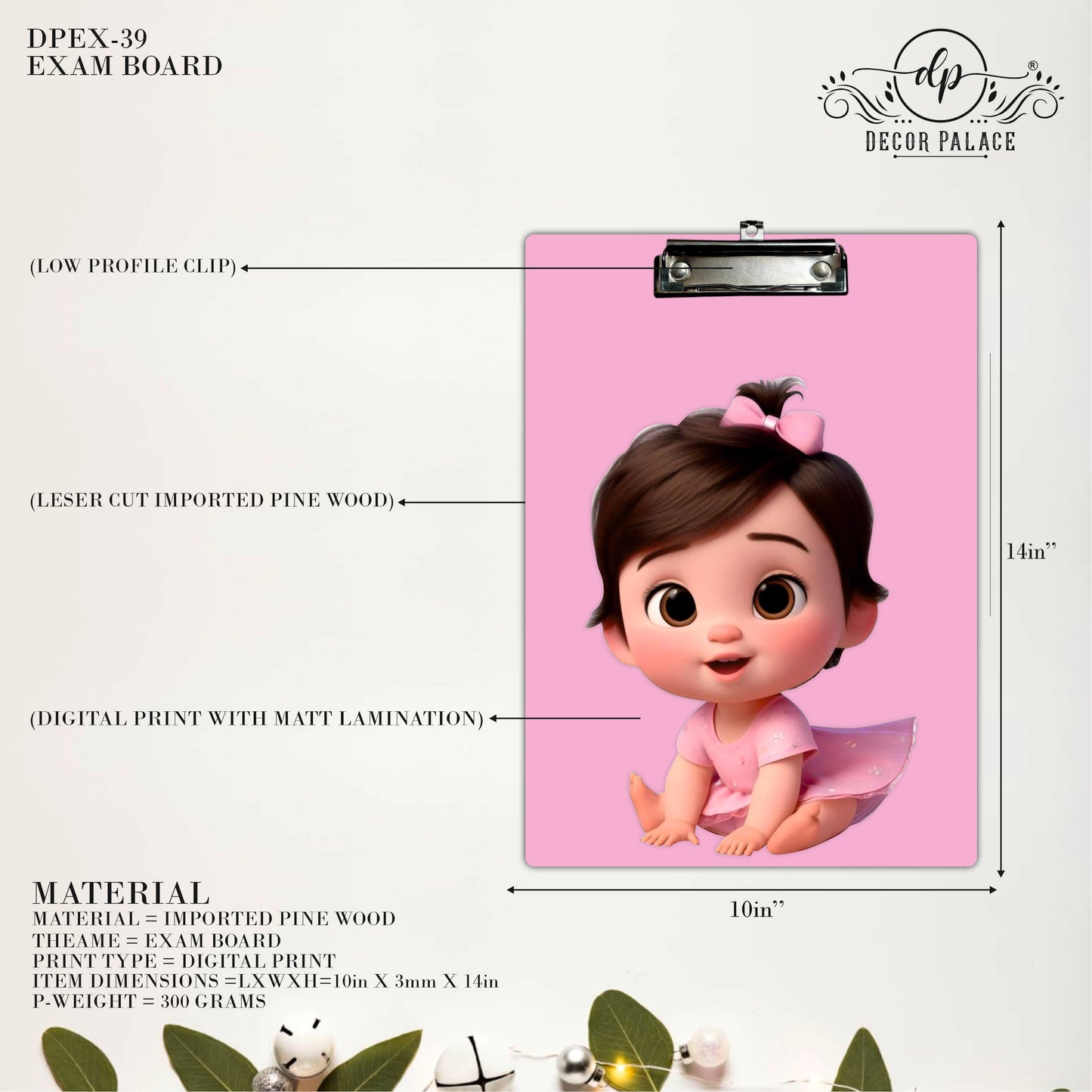 Cute Baby Girl Clipboard – Pink Theme Cartoon Art