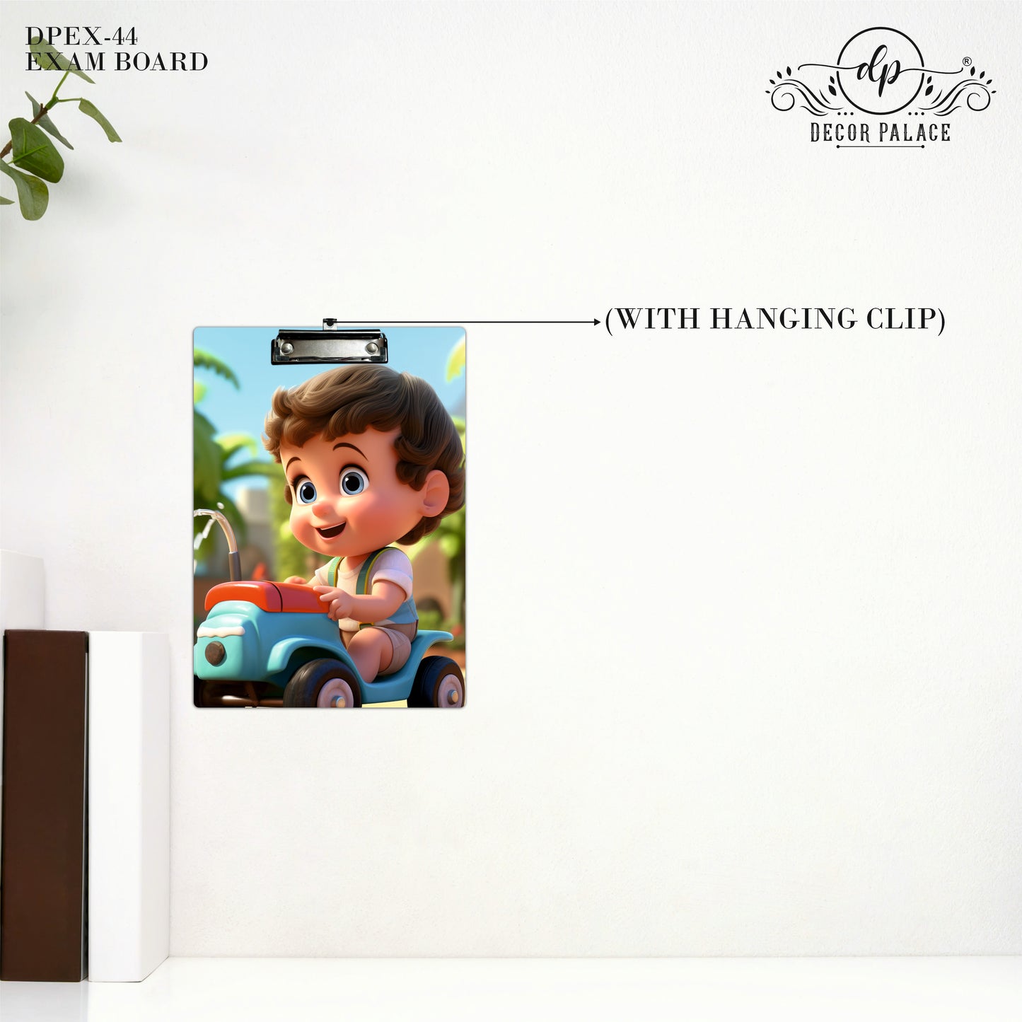 Cute Baby Boy Riding Toy Car Writing Pad Clipboard