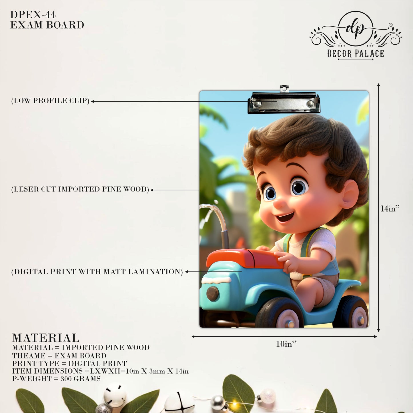Cute Baby Boy Riding Toy Car Writing Pad Clipboard