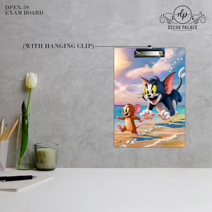 Seaside Chase Clipboard – Playful Cartoon Character Design