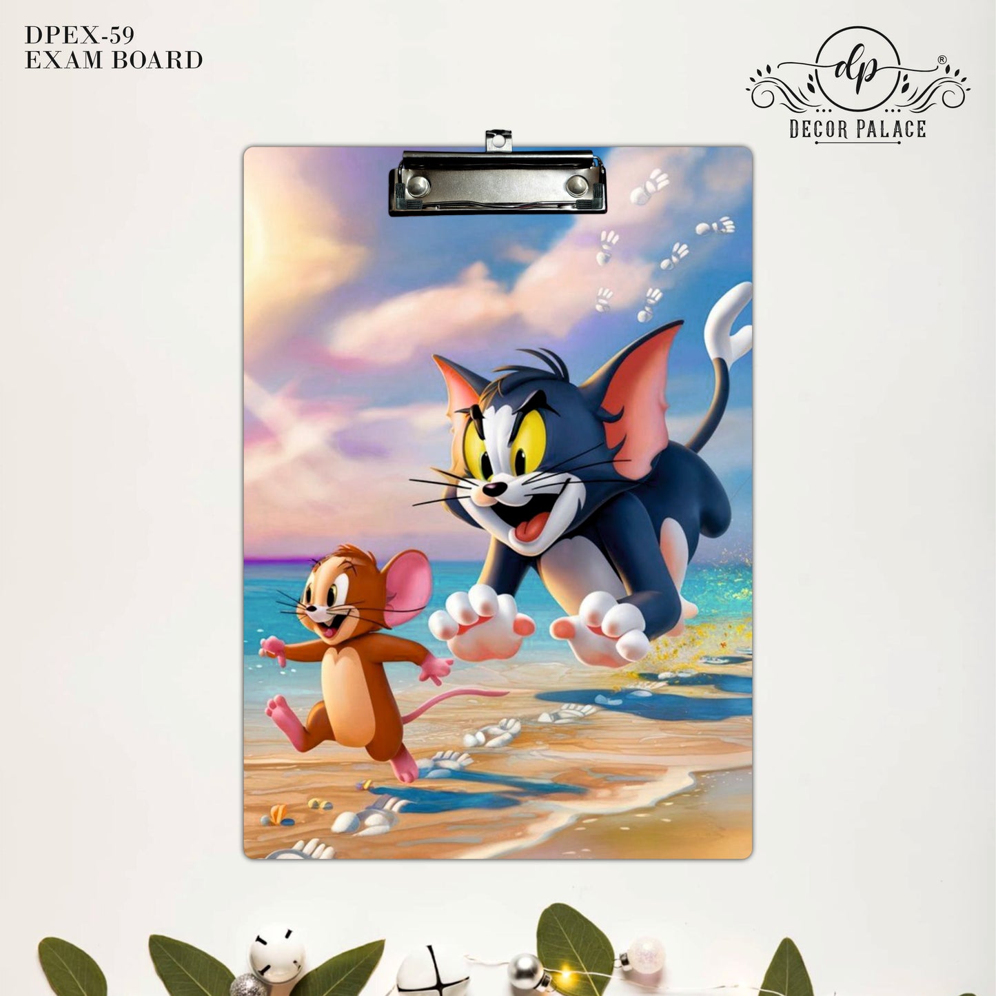 Seaside Chase Clipboard – Playful Cartoon Character Design