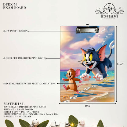 Seaside Chase Clipboard – Playful Cartoon Character Design