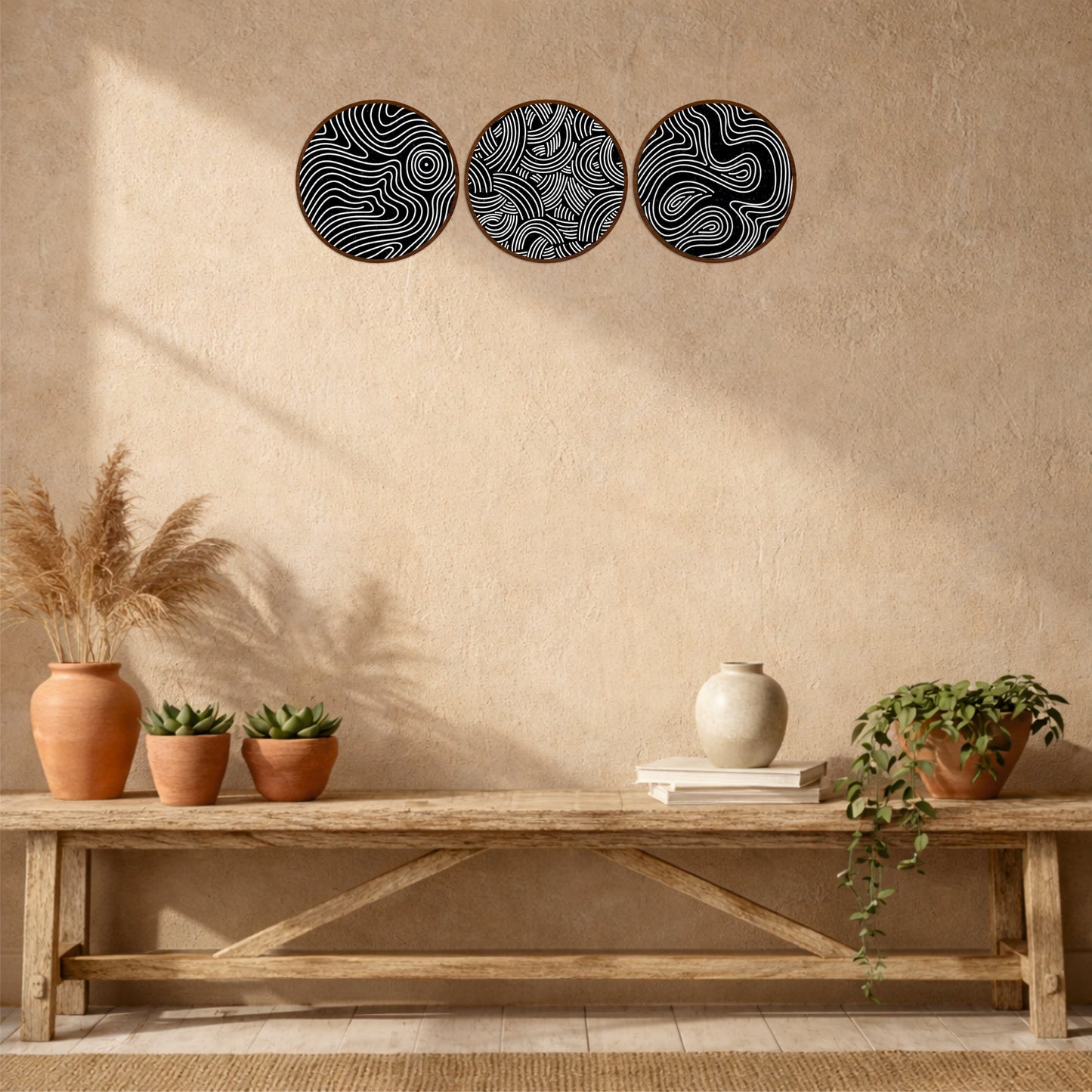 Topographic Line Wooden Wall Decor