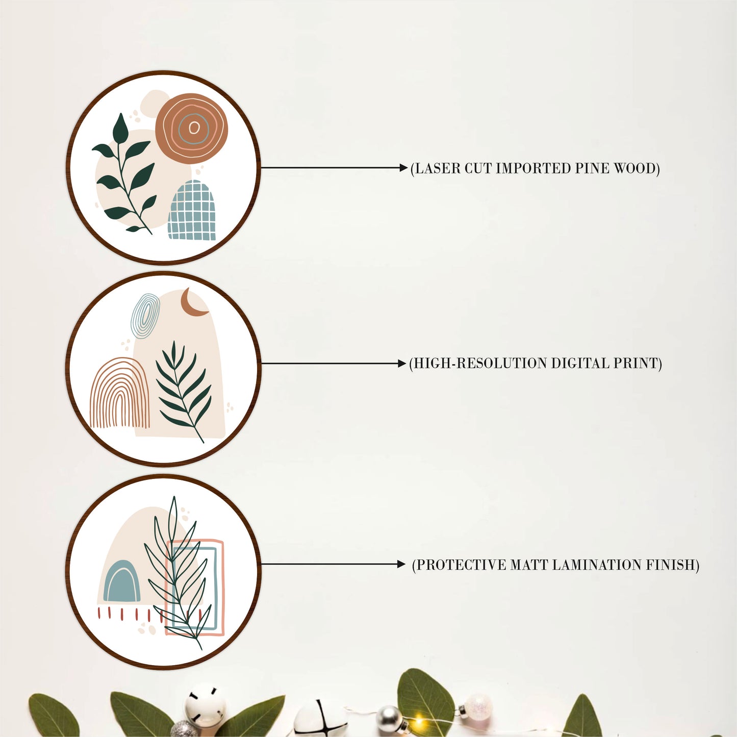 Nordic Botanical Circle Wall Décor Set