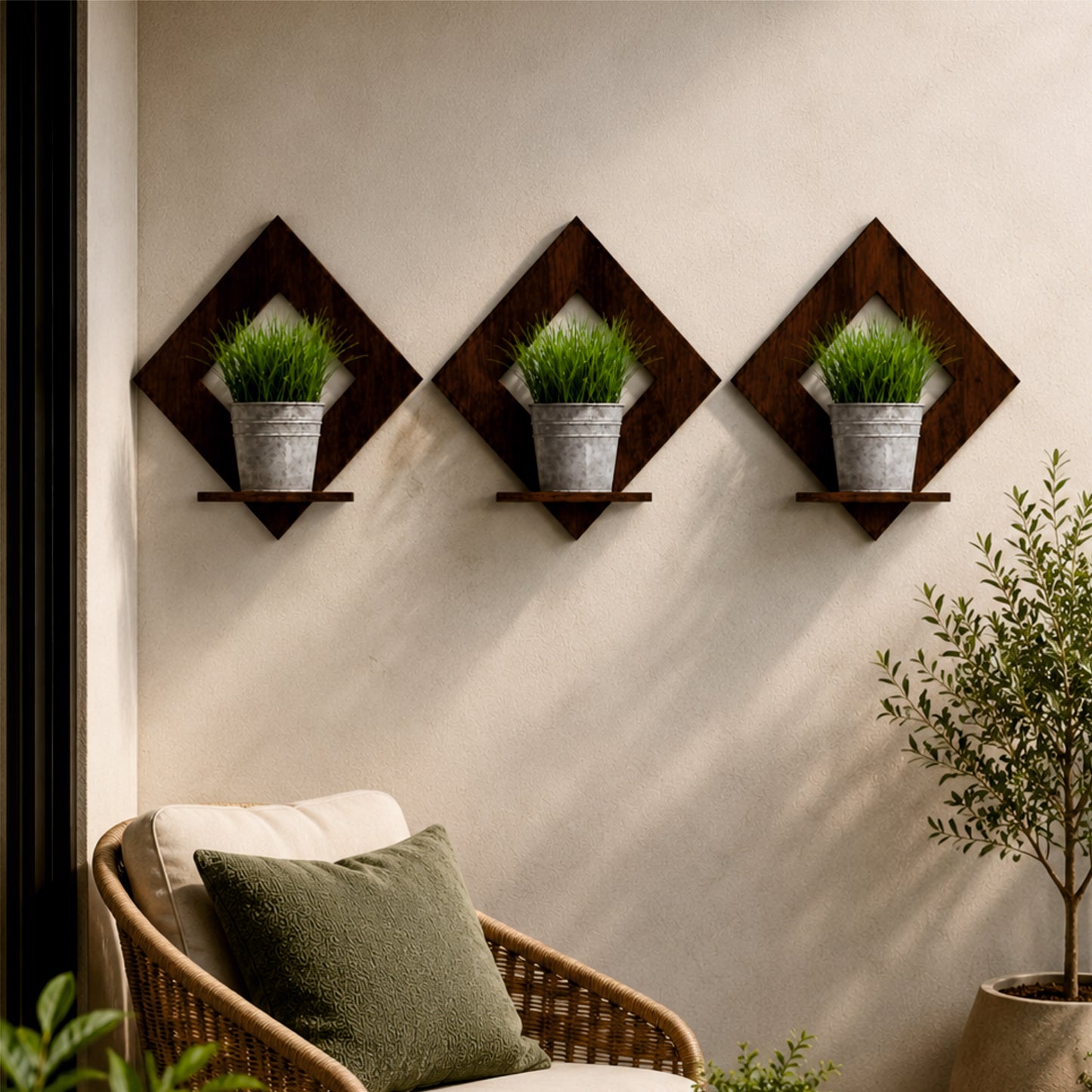 Diamond Frame Wall Shelf
