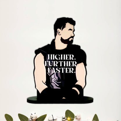 Higher. Further. Faster. Motivational Superhero Table Top Decor