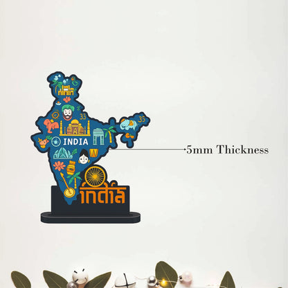 India Map Landmark Wooden Table Top Decor