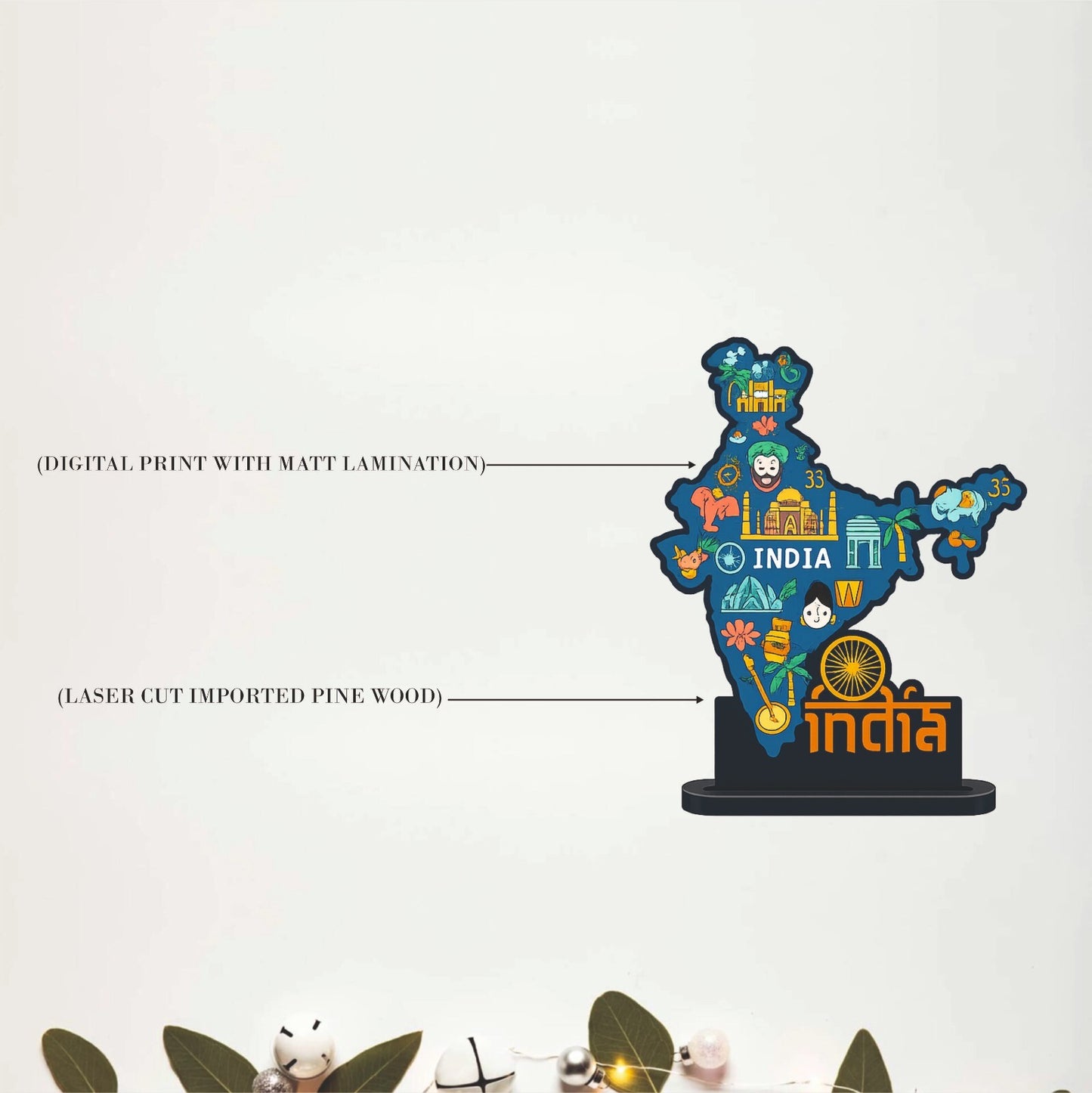 India Map Landmark Wooden Table Top Decor