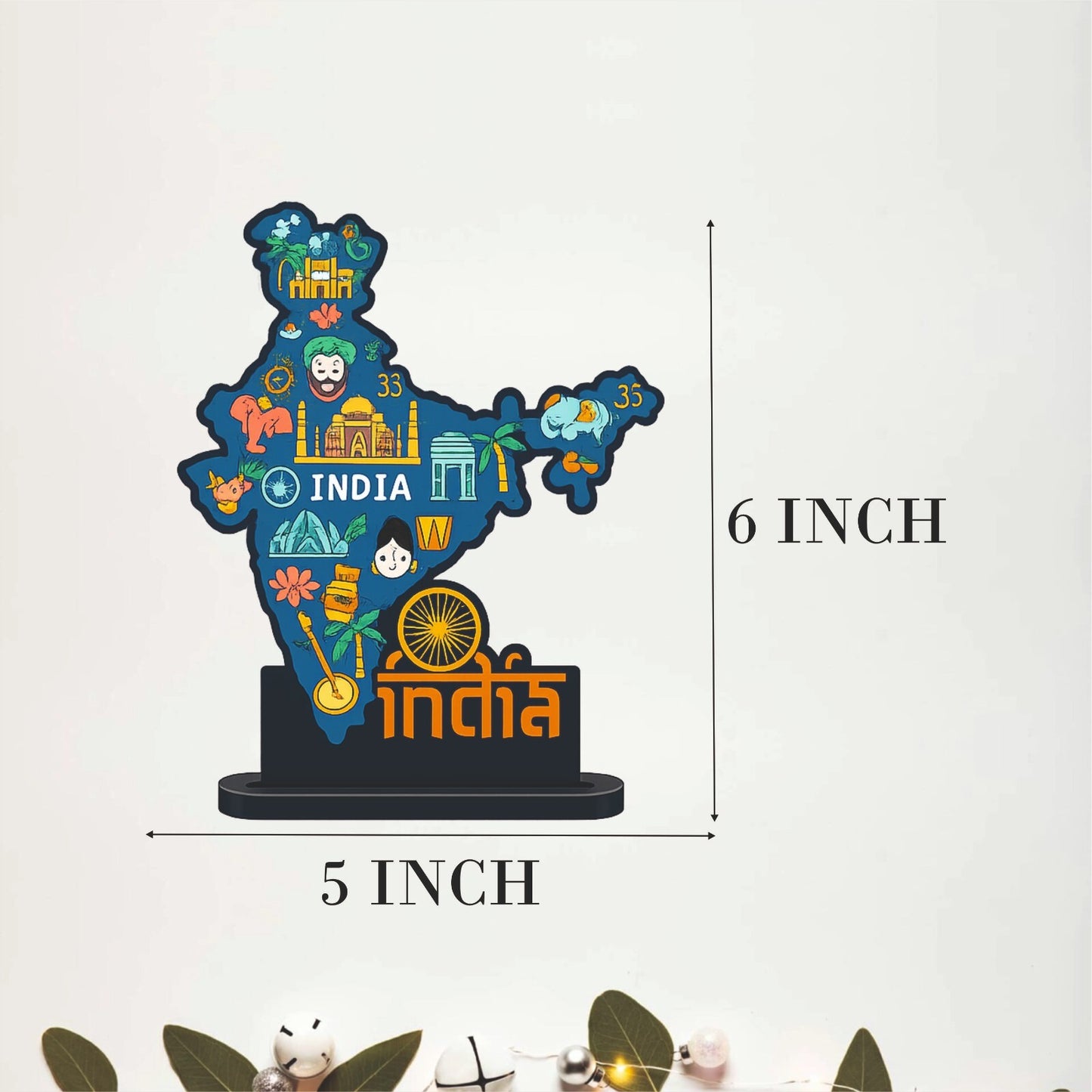 India Map Landmark Wooden Table Top Decor
