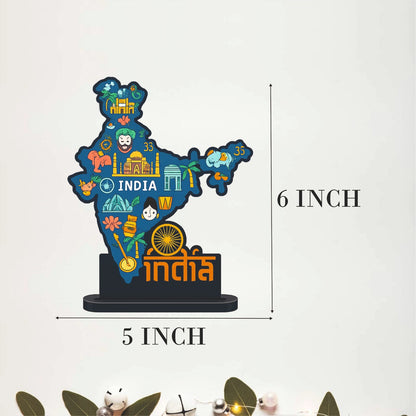 India Map Landmark Wooden Table Top Decor