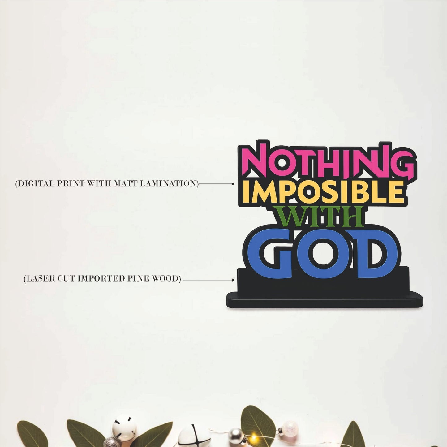 Nothing Impossible With God Inspirational Table Top Decor