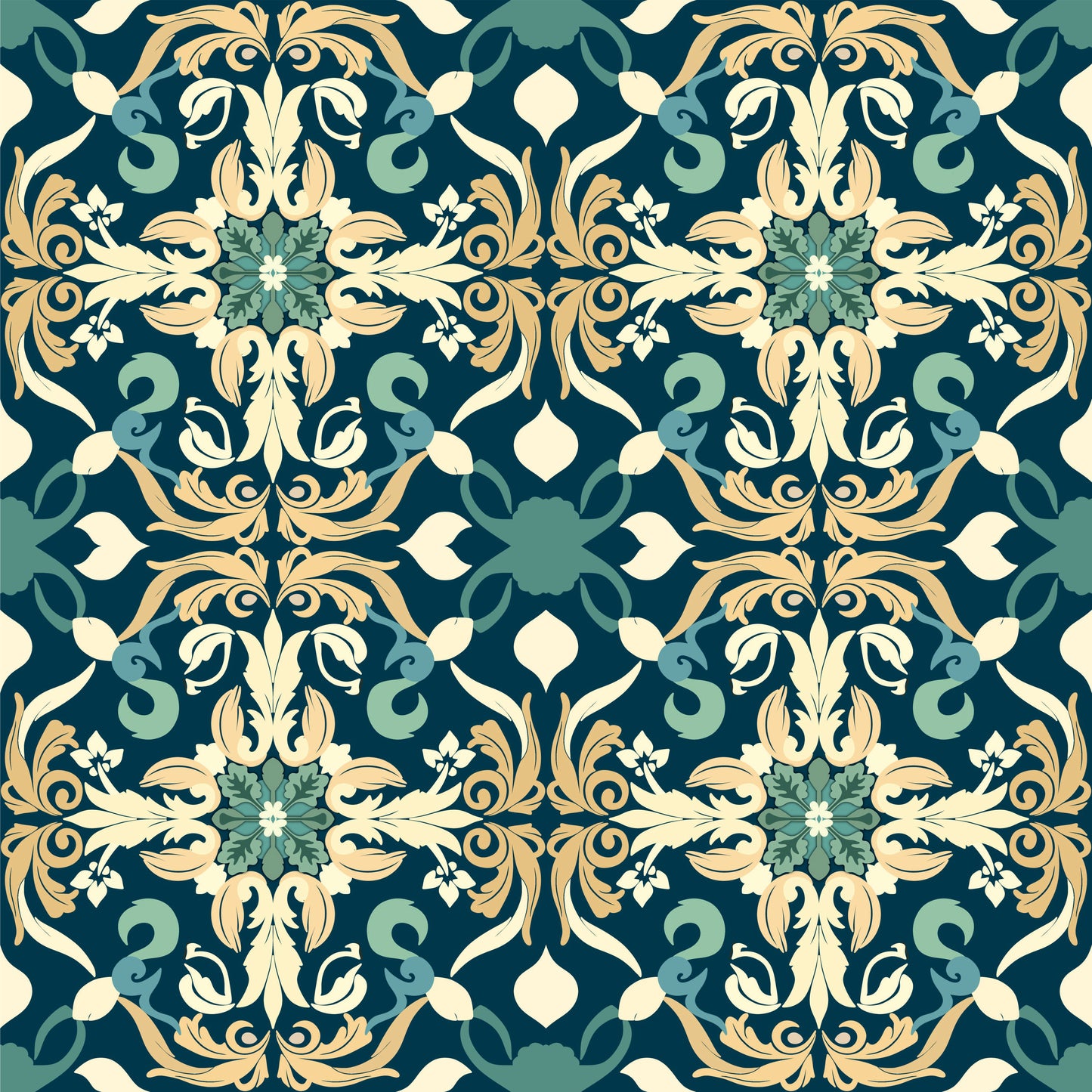 Vintage Victorian Floral Tile Sticker