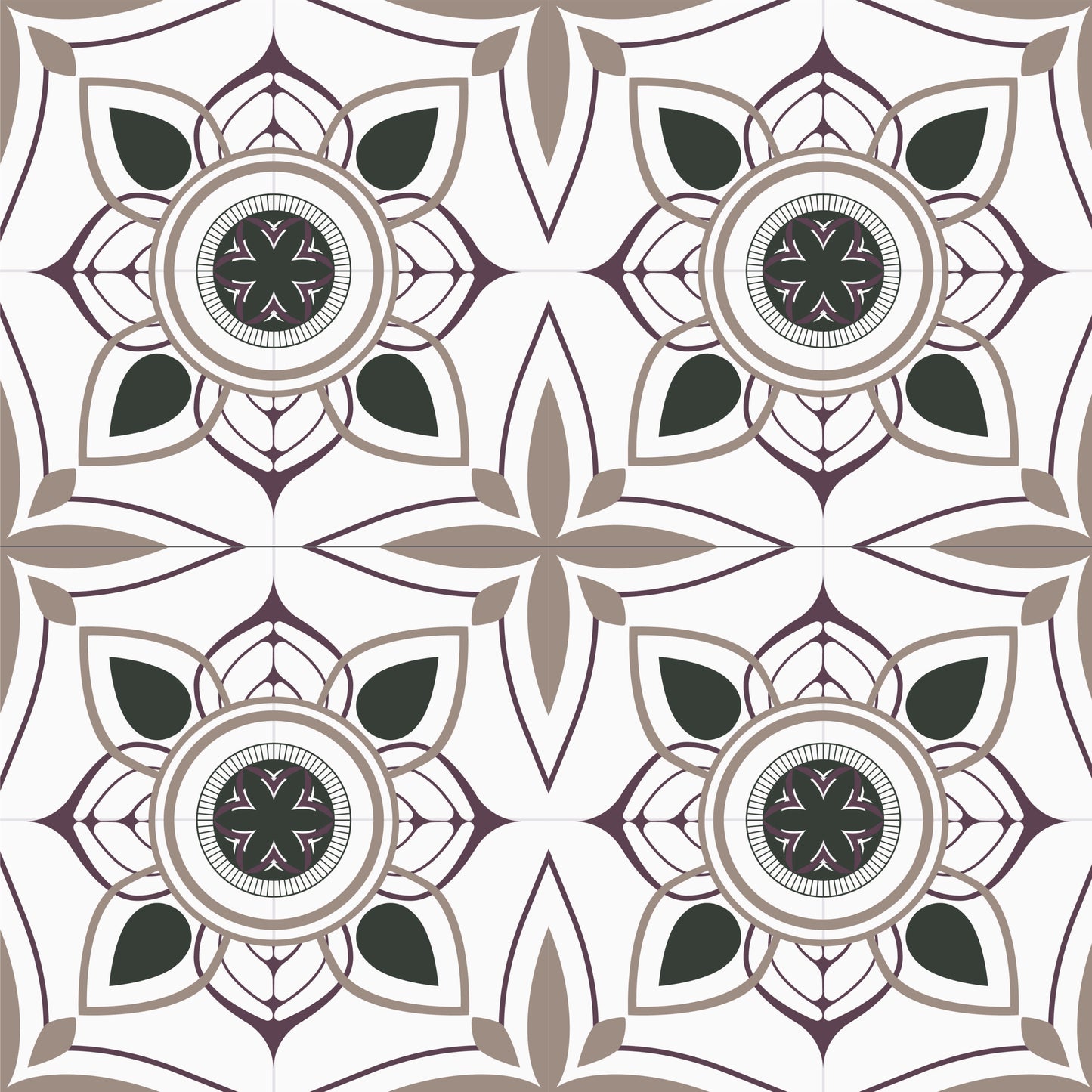 Modern Floral Medallion Tile Sticker