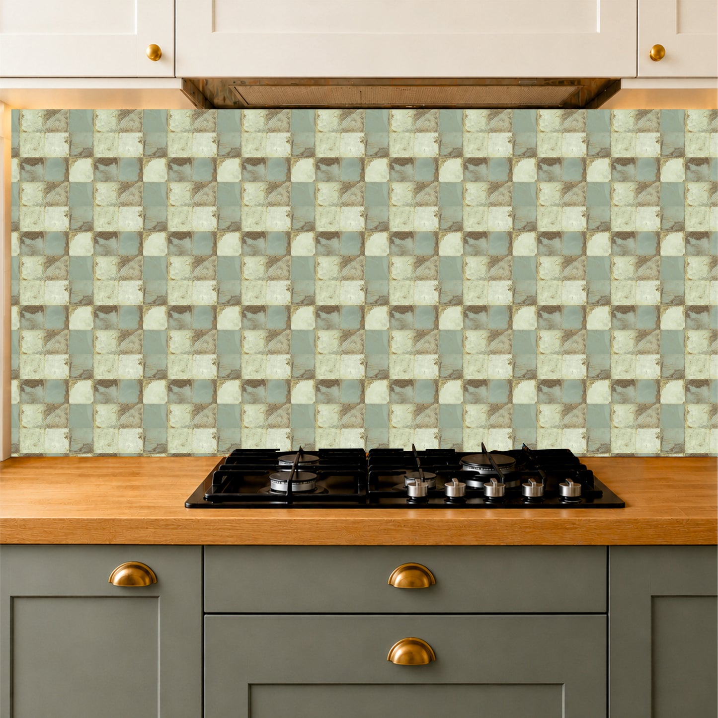 Vintage Sage Checker Tile Sticker
