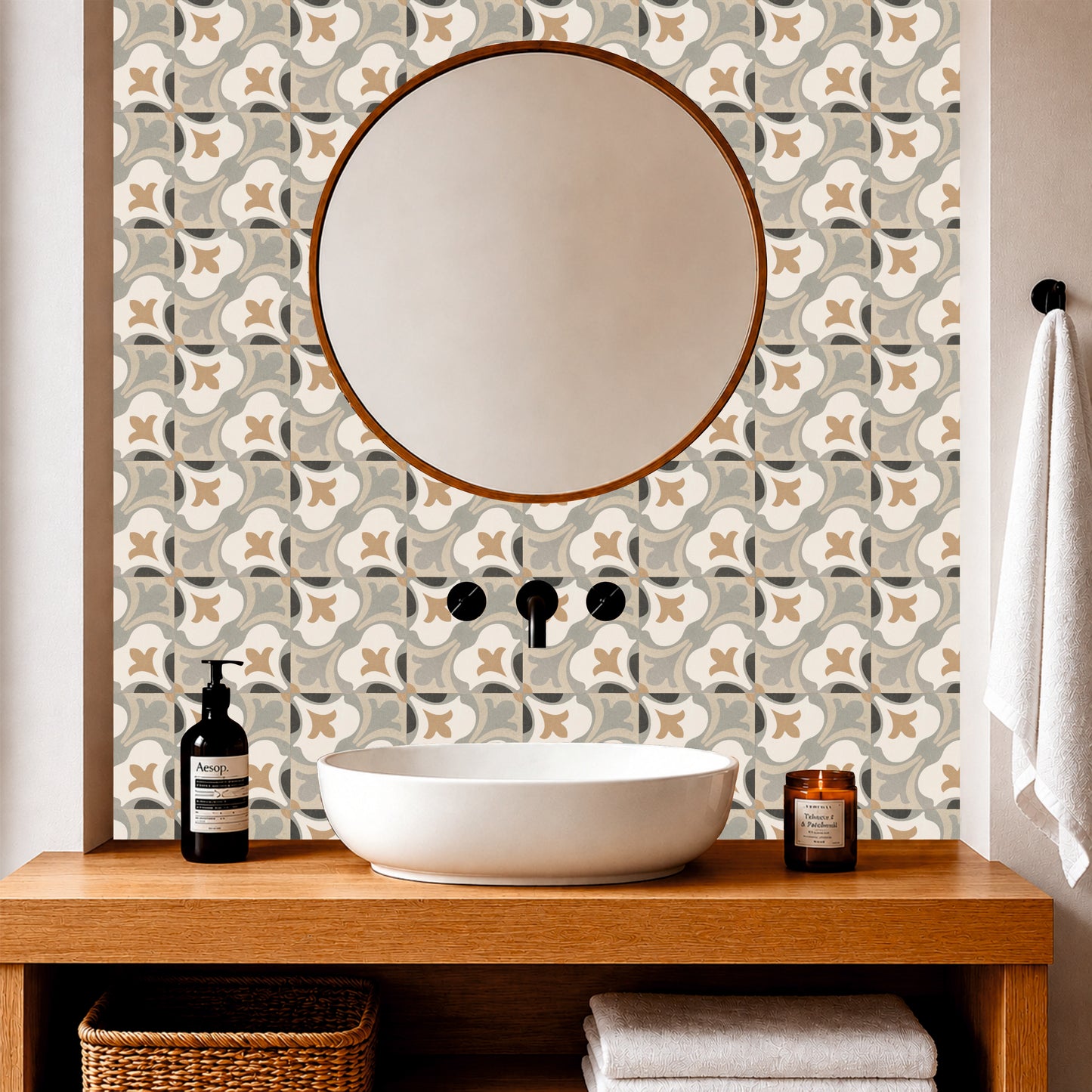 Sage Crescent Mosaic Tile Sticker