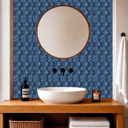 Midnight Blue Damask Tile Sticker