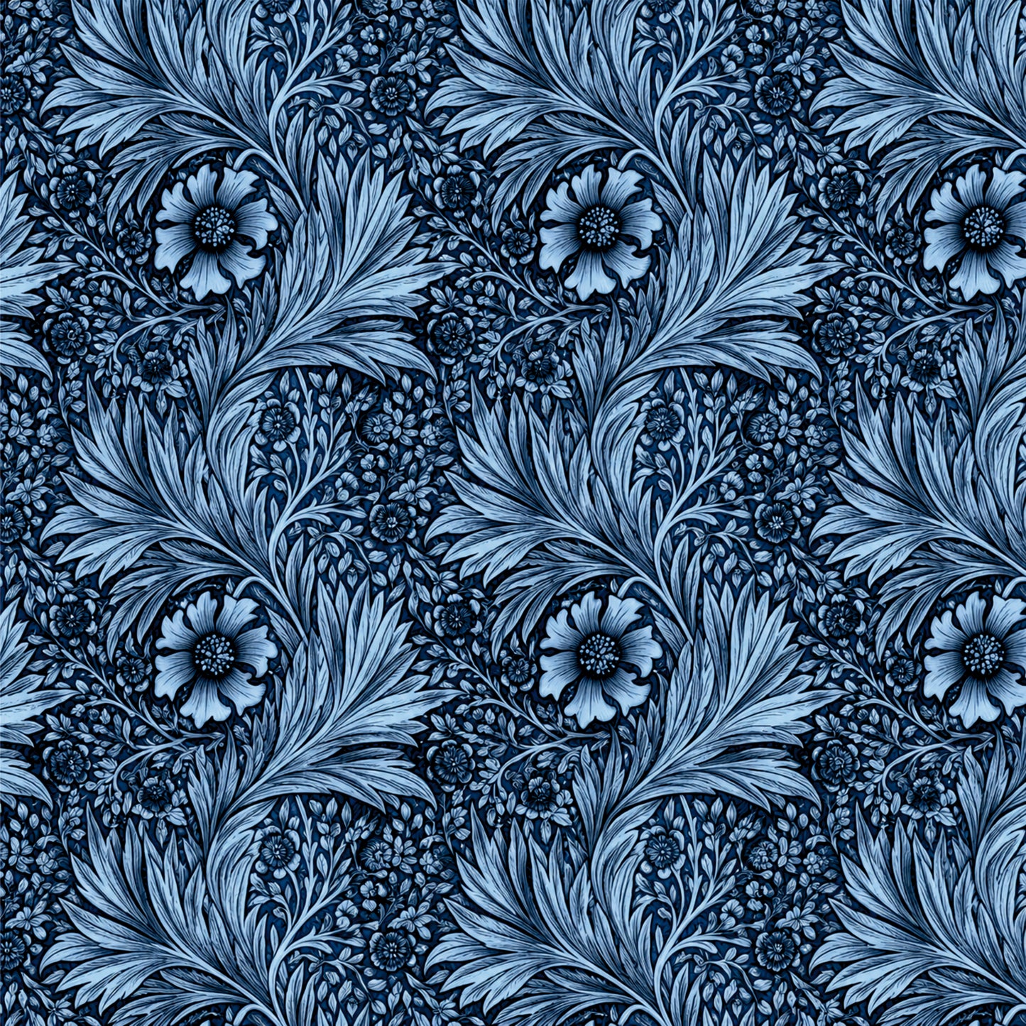 Midnight Blue Damask Tile Sticker