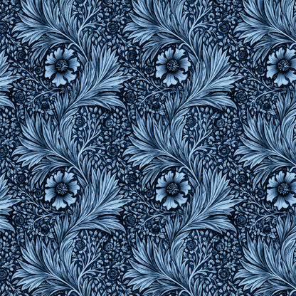 Midnight Blue Damask Tile Sticker