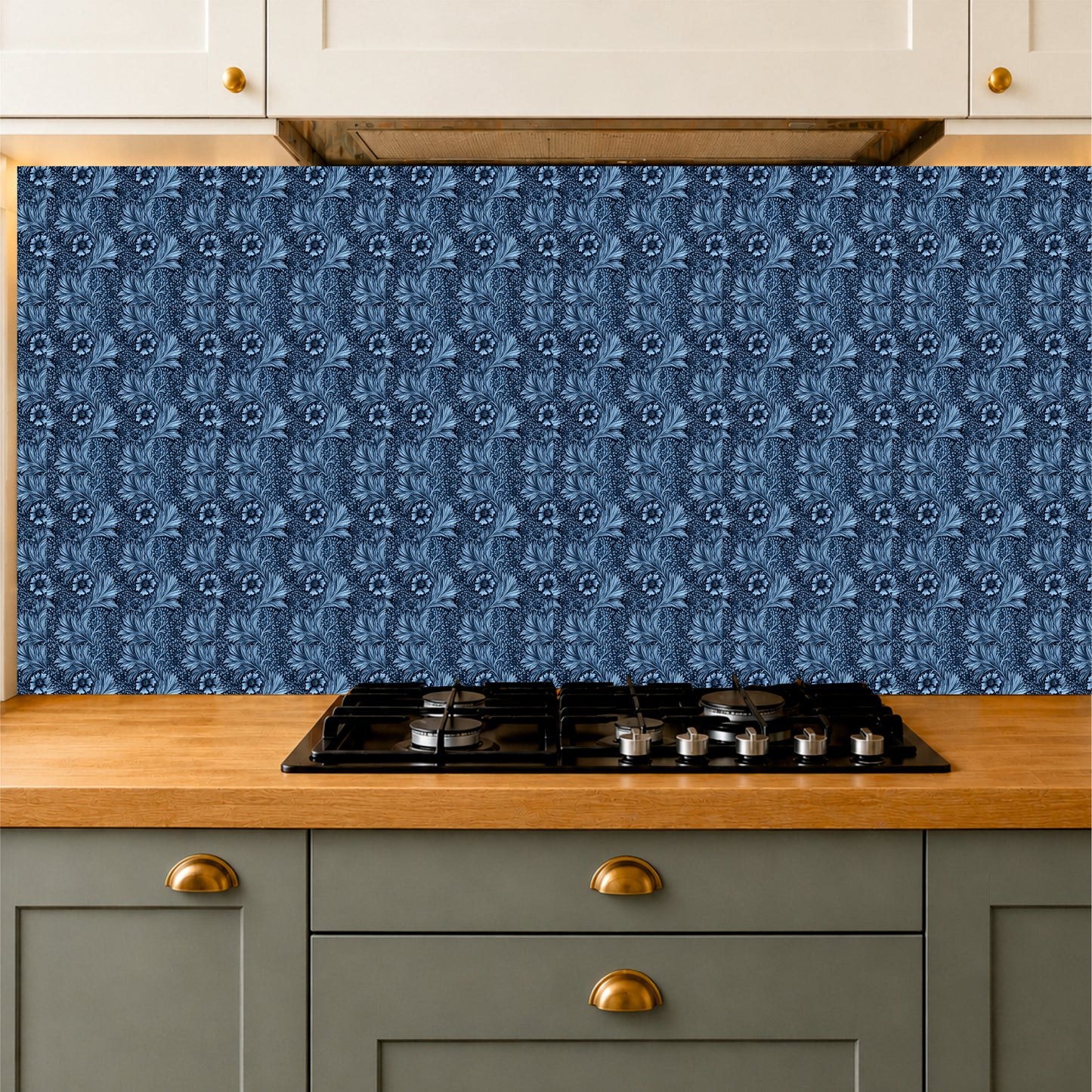 Midnight Blue Damask Tile Sticker