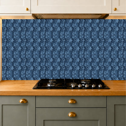 Midnight Blue Damask Tile Sticker
