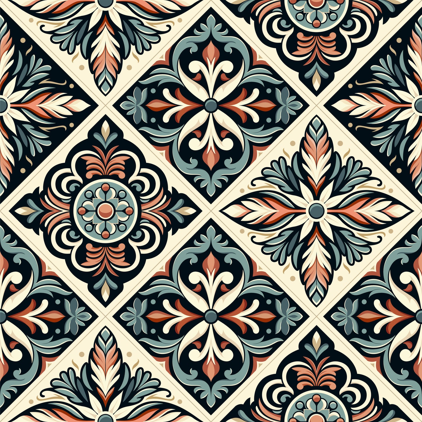 Royal Encaustic Floral Tile Sticker