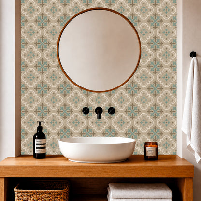 Vintage Sage Quatrefoil Tile Sticker