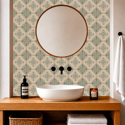 Vintage Sage Quatrefoil Tile Sticker